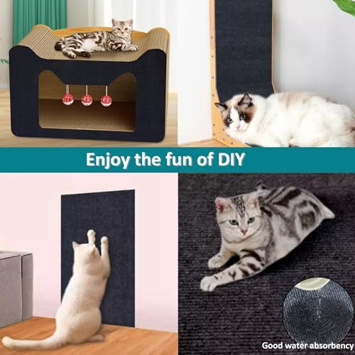 Cat Couch Protector,78.7"x15.8"Trimmable Self-Adhesive Cat Scratching Mat for Wall Scratcher(Black) - Image 6