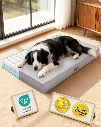 OhGeni Orthopedic Waterproof Med Large Dog Bed, Memory Foam, 35 inch(Gray) by OhGeni