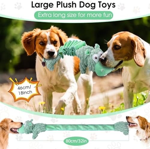 Drmstow Large Squeaky Dog Toys and Interactive Dog Tug-of-War Toy, Tough Plush Dog Toy, Cute Puppy Toys, Pet Chewable Toys Plaything for Small Medium and Large Dogs - Image 3