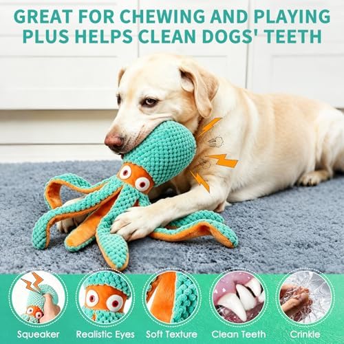 Fuufome Squeaky Octopus Plush Dog Toy for Small Medium Dogs - Image 2