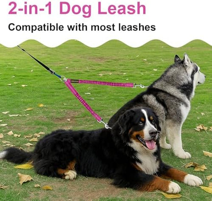 MingXpet 2 Dog Leash, Dog Leash for 2 Dogs, 360° Swivel No Tangle Double Walking Training Leashes for Large Dogs that Pull, Comfortable Shock Absorbing Reflective Bungee, Rose - Image 7