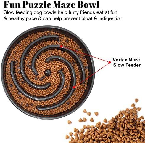 Slow Feeder Large Dog Bowl - Maze Puzzle Bowl for Medium to Large Dogs - Non Slip, Interactive, Bloat Stop, Healthy Feeding Dish - Gray - Image 2