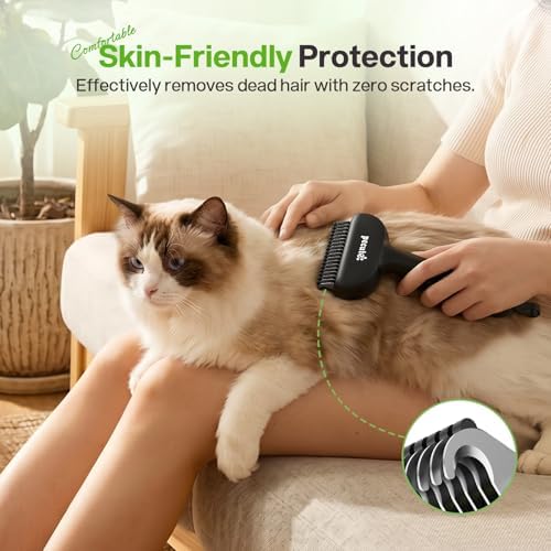 Self-Cleaning Deshedding Dog Cat Brush, Thick Double Coat Undercoat Rake - Image 5
