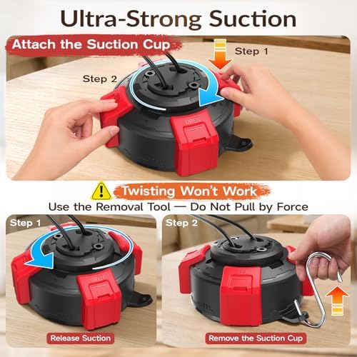 Suction Cup Dog Tug Toy Interactive Puzzle Chew Ball, Tug of War Dog Toys for Small Medium Dogs Red & Black - Image 3