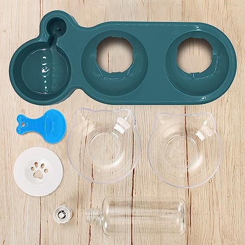 Triple Dog Cat Bowls, 15 Tilt 3-in-1 Water Feeder Bowls with Automatic Water Bottle Bowl, Removable Cat Wet and Dry Food Bowl Set for Small Cat and Puppy (Navy Blue) - Image 6