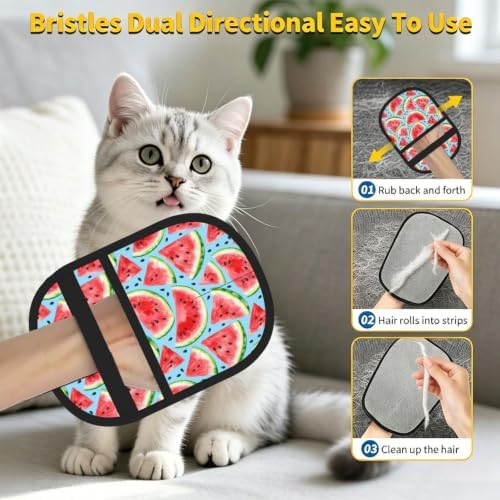 Watermelon Pet Hair Removal Glove Brush Pet Hair Remover Tool for Carpet - Image 6