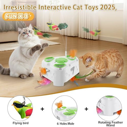 3-in-1 Automatic Interactive Cat Toy, Flying Bird, Mole & Feather - Image 2
