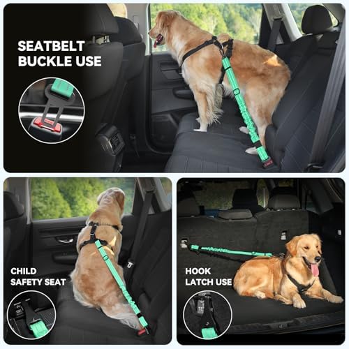 Pawaboo Dog Seat Belt Harness for Car, Seatbelt Harness with 2 in 1 Buckle - Image 4