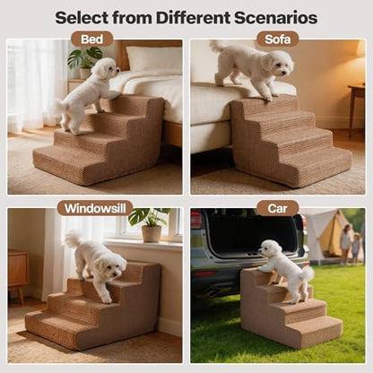 PAWISE 4-Step Dog Stairs, Breathable Mesh Non-Slip Pet Steps for High Beds - Image 4