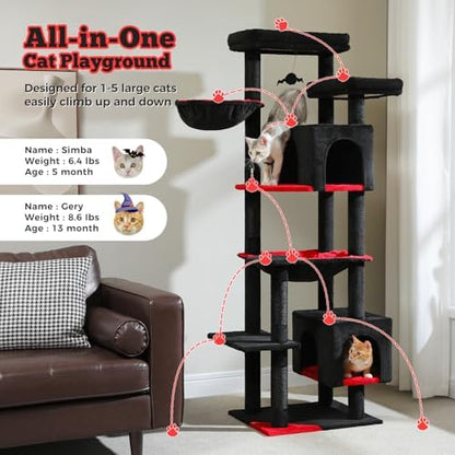 69" Gothic Cat Tree for Indoor Cats Large Adult, Multi-Level Cat Tower - Image 2