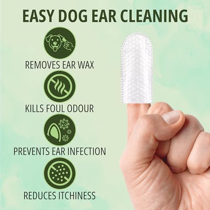NOVEHA Dog Ear Wipes Finger Glove Fit | Easy Ear Cleaning for Dogs & Puppies, Cats & Kittens | Gentle Pet Ear Cleaner Finger Wipes for Puppy, Kitten & More | Cat & Dog Ear Wash | 2PK - 50ct - Image 2