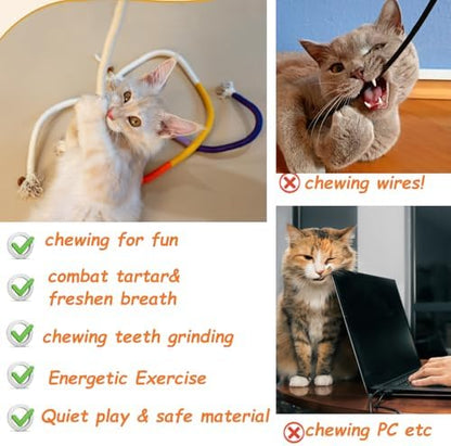 Cat Toys Chew Ropes, Silvervine Sticks Catnip Rope Toys with Refillable Natural Catnip for Cats Dental Care, Safe Teeth Cleaning Toy for Indoor Cat Kitty Kicker Toy Interactive Catnip Kitty Toys - Image 6
