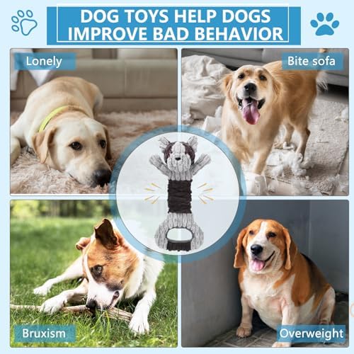 Letsmeet Plush Dog Squeak Toys with Crinkle Paper - Pull Interactive Tug of War Dog Toy, Great for Dental Health, Strengthening Bonds and Anxiety Relief for Puppies, Small, Medium, Large Dogs - Image 3