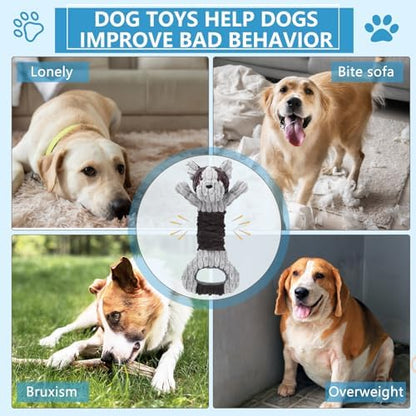 Letsmeet Plush Dog Squeak Toys with Crinkle Paper - Pull Interactive Tug of War Dog Toy, Great for Dental Health, Strengthening Bonds and Anxiety Relief for Puppies, Small, Medium, Large Dogs - Image 3