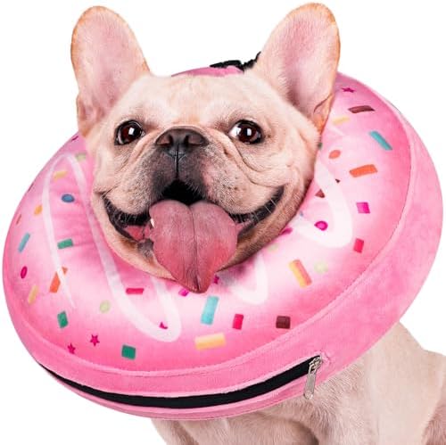 Inflatable Dog Pillow Cone Collar After Surgery, Donut Soft Neck Cone for Beagle French Bulldog Medium Plus Dogs, etc, Recovery E Collar to Stop Licking Pink by Didopet