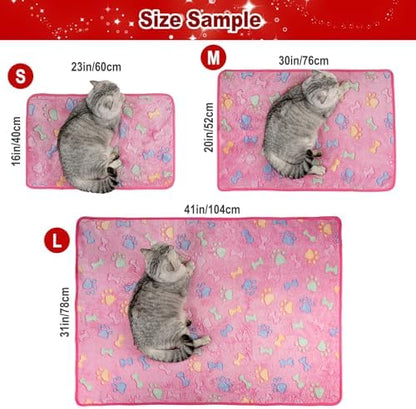 Dono 1 Pack 3 Dog Blankets, Soft Fluffy Fleece Pet Blanket Warm Sleep Mat Paw Print Design Puppy Kitten Throw Blanket Doggy Mat, Blanket for Dogs - Image 2