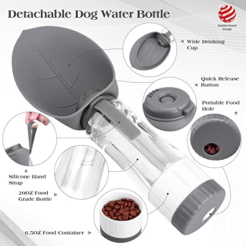TIOVERY Dog Water Bottle Dispenser for Walking, Pet Water Feeder Container Portable with Drinking Cup Bowl Outdoor Hiking, Travel Large Grey - Image 2
