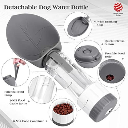 TIOVERY Dog Water Bottle Dispenser for Walking, Pet Water Feeder Container Portable with Drinking Cup Bowl Outdoor Hiking, Travel Large Grey - Image 2