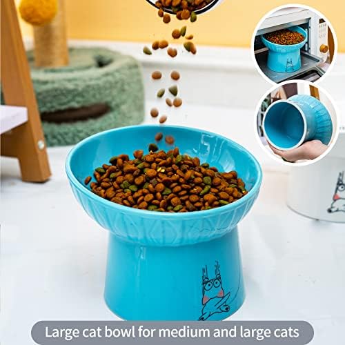 6.5 Inch Wide Ceramic Raised Cat Bowls, Tilted Elevated Cat Food Bowl Set - Image 7