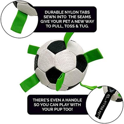 Hyper Pet The Original Grab Tabs Dog Soccer Ball with Straps (5")-Indoor or Outdoor, Interactive Durable Fetch Ball with Tug Toy for All Dog Breeds - Image 5