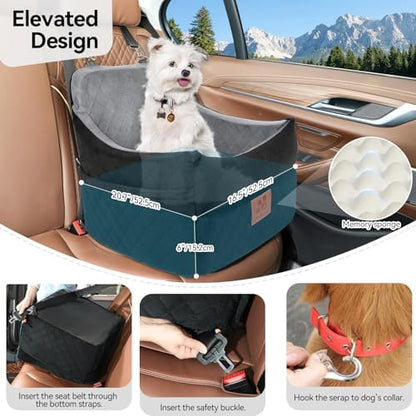 GL GLENSLAVE Dog Car Seat for Small/Medium Dogs, Dog Booster Car Seats with Thick Cushion for Dogs Under 35lbs, Detachable Washable Pet Carseat with Storage Pockets, 2 Safety Belts(Black/Grey) - Image 4