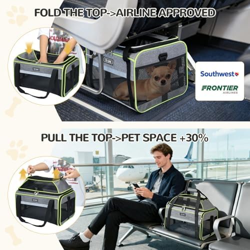 Lekereise Top-Expandable Pet Carrier 18x13x9.5 Inch Southwest Frontier Airline Approved Soft Sided Underseat to 15lbs Travel Carriers for Small Cats Dogs with Locking Safety Zippers Anti-Scratch Mesh - Image 5
