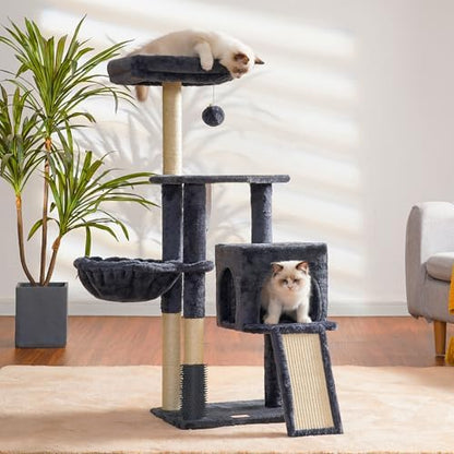 Heybly Cat Tree with Cat Self Groomer Brush, 42.5 inch HCT005SG - Image 2
