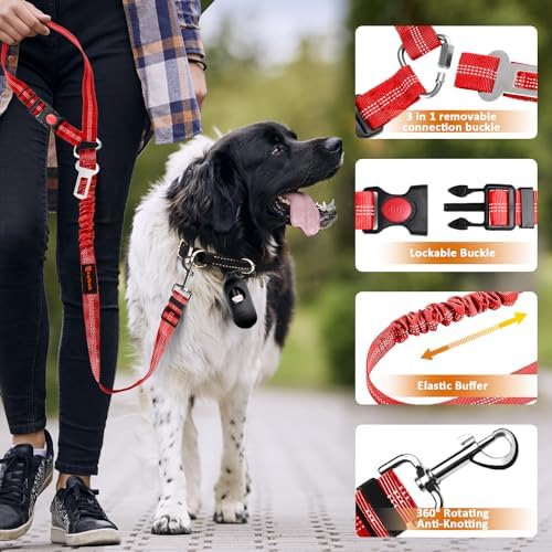 Laqibak Removable Dog Seat Belt Harness for Car, 3 in 1 Pet Seatbelt Leash - Image 5