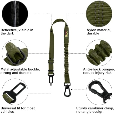 Plutus Pet Dog Seat Belt for Car, Adjustable Harness with Elastic Bungee - Image 2
