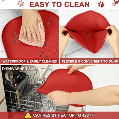 SMILOOL Waterproof Silicone Pet Food Mat with Raised Edge for Dog & Cat - Image 6