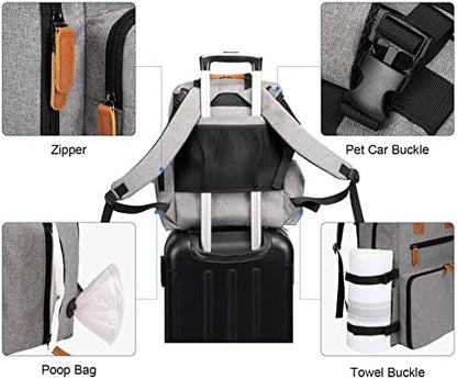 Modoker Dog Travel Backpack Set with 2 Food Bags, 2 Bowls and 1 Mat, Grey - Image 5