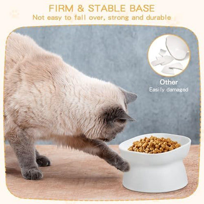 4 Pieces Plastic Tilted Elevated Cat Bowls Raised Cat Food Bowls Elevated Feeding Dish for Flat Faced Kitten Kitty Pets Supplies(White) - Image 5