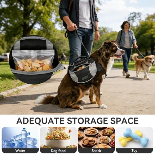 Dog Hiking Backpack, Dog Backpack Harness Dog Saddle Bag Hiking Dog Backpack with Side Pockets for Small Medium Large Dogs(M-Black) - Image 3