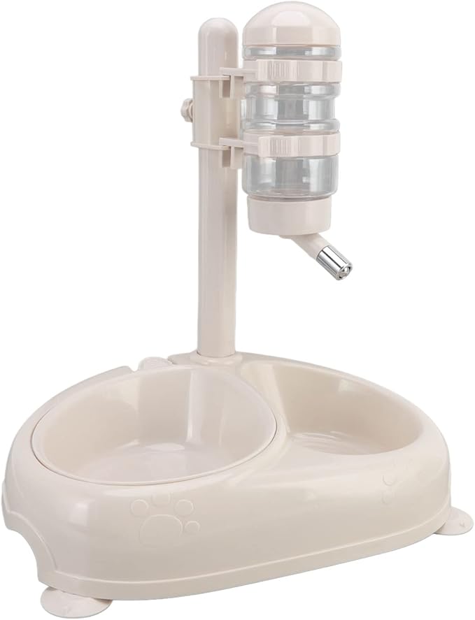 Standing Pet Water Dispenser, Automatic Pet Drinking Feeder, Automatic Cat Dog Waterer with Food Bowl, Height Adjustment, Portable and Detachable, Non Slip Base