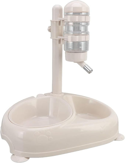 Standing Pet Water Dispenser, Automatic Pet Drinking Feeder, Automatic Cat Dog Waterer with Food Bowl, Height Adjustment, Portable and Detachable, Non Slip Base