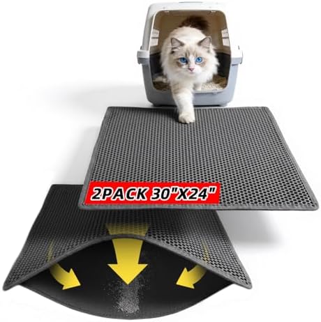 Cat Litter Mat, 30"x24", Waterproof, Easy to Clean (Black-1Pack) by Kaxionage