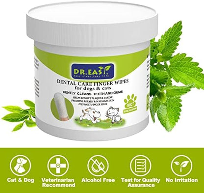 DR.EASY Breath Freshener Dental Finger Wipes 80ct for Dog & Cat, Help Wipe Away Plaque&Tartar, No Added Harsh Chemicals No Brush Formula - Image 2