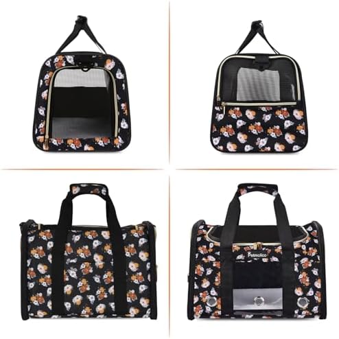 Petmolico Cat Carrier Soft-Sided Airline Approved, Large, Orange Flower - Image 3
