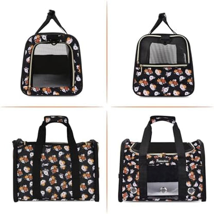 Petmolico Cat Carrier Soft-Sided Airline Approved, Large, Orange Flower - Image 3