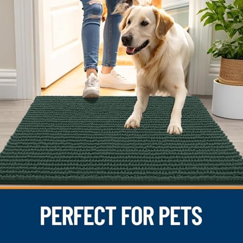 OLANLY Dog Door Mat for Muddy Paws 24x16, Extra Absorbent Chenille Mud Mat - Image 6