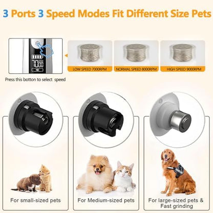 2026 Upgraded Silent Groom Pro Nail Grinder - 3-Speed Cordless Grooming Pro Nail Grinder, Pet Nail Trimmer with 2 LED Light,USB-C Rechargeable & 2 Grinding Wheels for Small Medium Large Dogs and Cats - Image 2