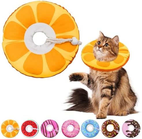 Seyezo Cat Cone Collar Soft, Adjustable Cat Recovery Cone, Orange, Large by Seyezo