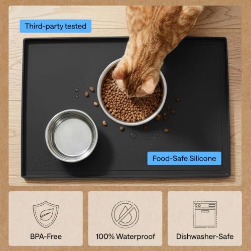 GORILLA GRIP Waterproof Dog Food Mat, Pet Feeding Placemat, 28x18 Black - Image 6