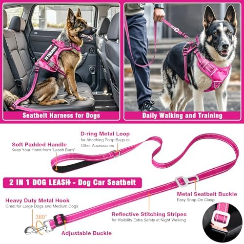 Tactical Service Dog Vest and Leash Set with 10 Patches Camo Pink S - Image 4