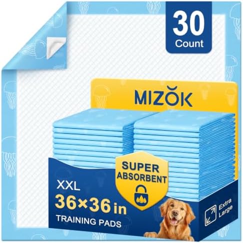 MIZOK XXL Pee Pads for Dogs Super Absorbent Extra Heavy Duty 36x36in 30Ct by MIZOK