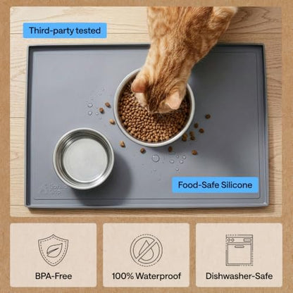 GORILLA GRIP Waterproof Dog Food Mat, Pet Feeding Placemat, 18x12 Gray - Image 6