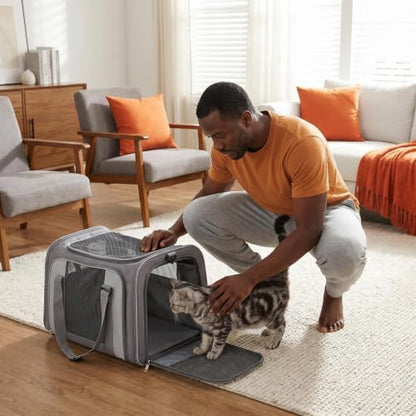Cat Carrier Soft Sided Pet Travel Bag, Oxford Cloth Lightweight Carrier for Cat Up to 20 Pounds, Portable Handbag & Crossbody Cat Carrier for Outdoor Use - Image 2