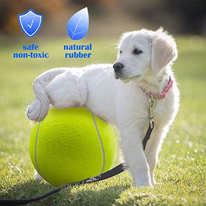 Banfeng Giant 9.5" Dog Tennis Ball, 2 Pack Oversize Interactive Puzzle Toy with 1*Ball Pump + 1*Needle for Small, Medium, Large Dogs (Yellow+Pink) - Image 3