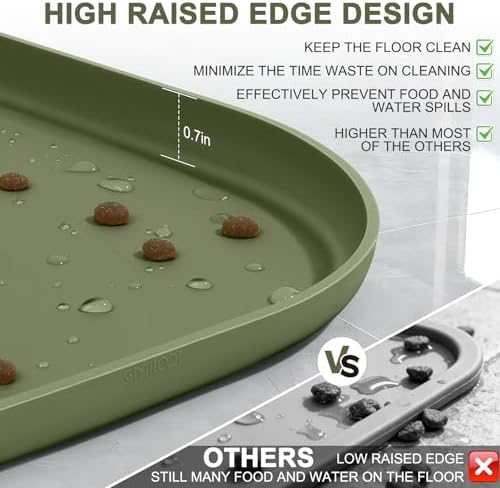 SMILOOL Waterproof Silicone Pet Food Mat with Raised Edge for Dog & Cat - Image 4