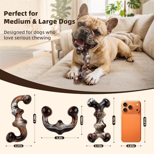 Dog Chew Toys for Aggressive Chewers, 3-Pack Tough Nylon - Image 3